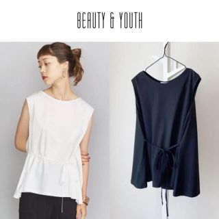 ビューティアンドユースユナイテッドアローズ(BEAUTY&YOUTH UNITED ARROWS)の新品　BEAUTY&YOUTH コットンフレアラインフロントリボンカットソー(カットソー(半袖/袖なし))