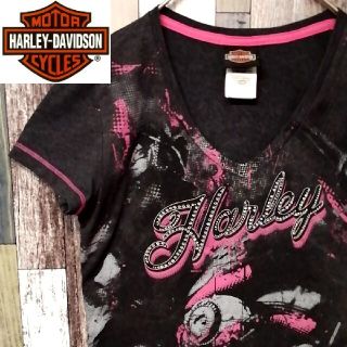 ハーレーダビッドソン(Harley Davidson)のめいちやん様専ハーレー・ダビッドソン ラインストーンロゴ バックスカル Ｔシャツ(Tシャツ(半袖/袖なし))