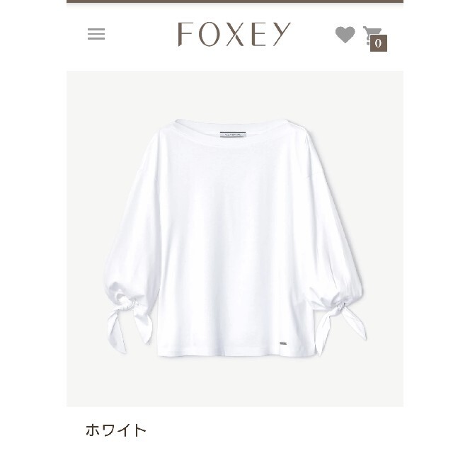 トップスFOXEY Tops 袖口リボンカットソー ホワイト 38