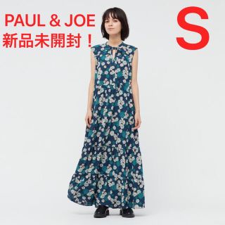 ユニクロ(UNIQLO)の【新品未開封】ユニクロ　ポール&ジョー　ワンピース　ノースリーブ　S ネイビー(ロングワンピース/マキシワンピース)