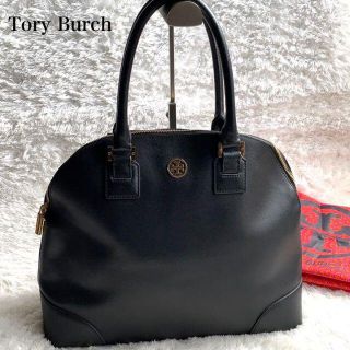 トリーバーチ(Tory Burch)のTory Burch ハンドバッグ ロゴ レザー ブラック　A4収納可能(ハンドバッグ)