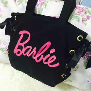 バービー(Barbie)のバービー Barbie トートバッグ♡ブラック×ピンク(トートバッグ)