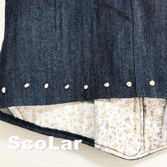 ScoLar(スカラー)の【Scolar】スカラー ウッドボタン 刺繍 デニムジレ タグ付未使用 レディースのトップス(ベスト/ジレ)の商品写真