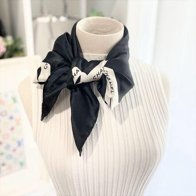 CHANEL - シャネル スカーフ シルク100％ 黒 リボンデザインの通販 by 