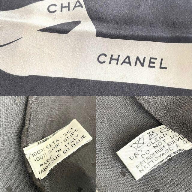 CHANEL - シャネル スカーフ シルク100% 黒 リボンデザインの CHANEL - シャネル スカーフ シルク100% 黒 リボンデザインの