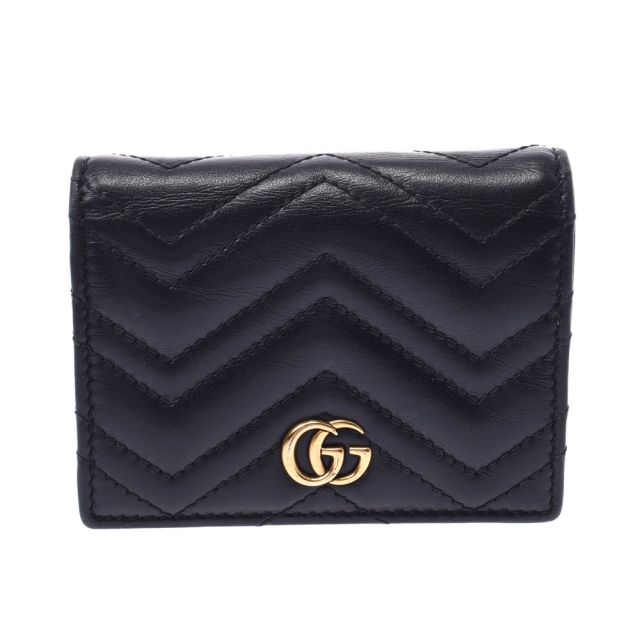 Gucci - グッチ  GGマーモント コンパクトウォレット 二つ折り財布 黒