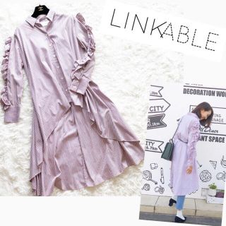 チェスティ(Chesty)の【LINKABLE】マルチストライプシャツ フィッシュテール フリル  未使用(シャツ/ブラウス(長袖/七分))