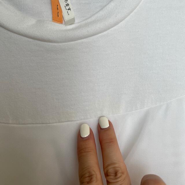 Drawer(ドゥロワー)のgypsohila ジプソフィア　チュールTシャツ　白　 レディースのトップス(Tシャツ(半袖/袖なし))の商品写真