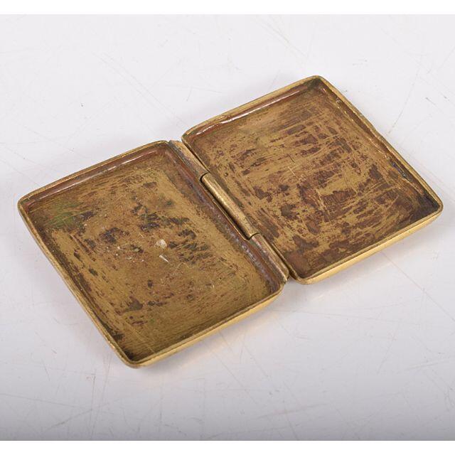 古銅鍍金 彫金花文 薬入 時代箱付 N R3811 古銅鍍金 彫金花文 薬入 時代箱付 N R3811