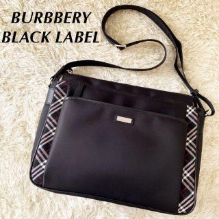 バーバリーブラックレーベル(BURBERRY BLACK LABEL)の【美品】バーバリーブラックレーベル ショルダーバッグ ノバチェック ナイロン 黒(ショルダーバッグ)