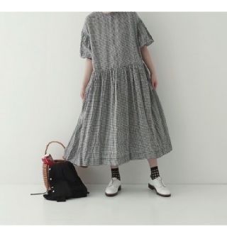 ネストローブ(nest Robe)のネストローブ リネンギンガムバルーンスリーブワンピース limited item(ロングワンピース/マキシワンピース)