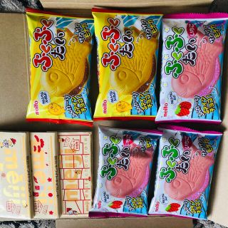 メイジ(明治)の訳あり‼️ぷくぷくたい焼きサクサク最中！5個とmeijiホワイトチョコ3枚(菓子/デザート)