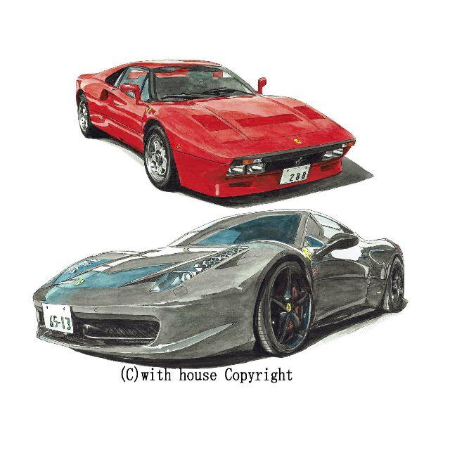 GC-1572フェラーリ288/458限定版画サイン額装作家平右ヱ門美術品/アンティーク