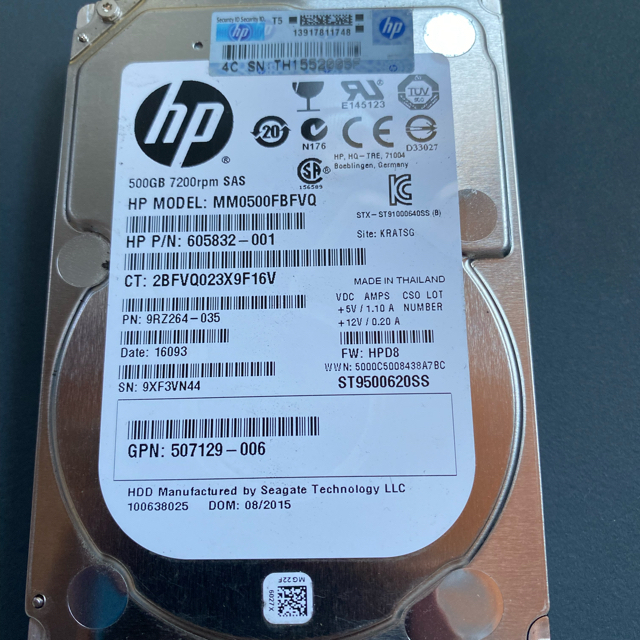 HP(ヒューレットパッカード)のHP HDD SAS 2.5インチ 500GB 7200rpm スマホ/家電/カメラのPC/タブレット(PCパーツ)の商品写真