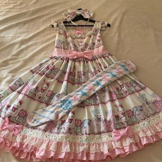 アンジェリックプリティー(Angelic Pretty)のFancy Box肩フリルJSK3点セット　アイボリー(ひざ丈ワンピース)