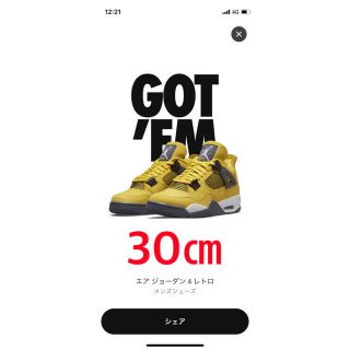 ナイキ(NIKE)のNIKE AIR JORDAN 4  TOUR YELLOW  30㎝(スニーカー)