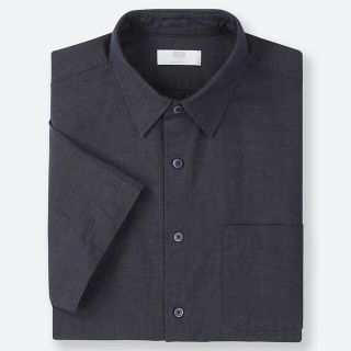 ユニクロ(UNIQLO)の【セール】リネンコットンシャツ（半袖） ネイビー　UNIQLO(シャツ)