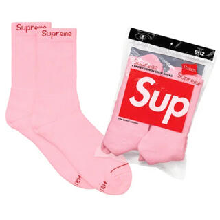 シュプリーム(Supreme)のSupreme/Hanes Crew Socks Pink バラ売り 2足(ソックス)