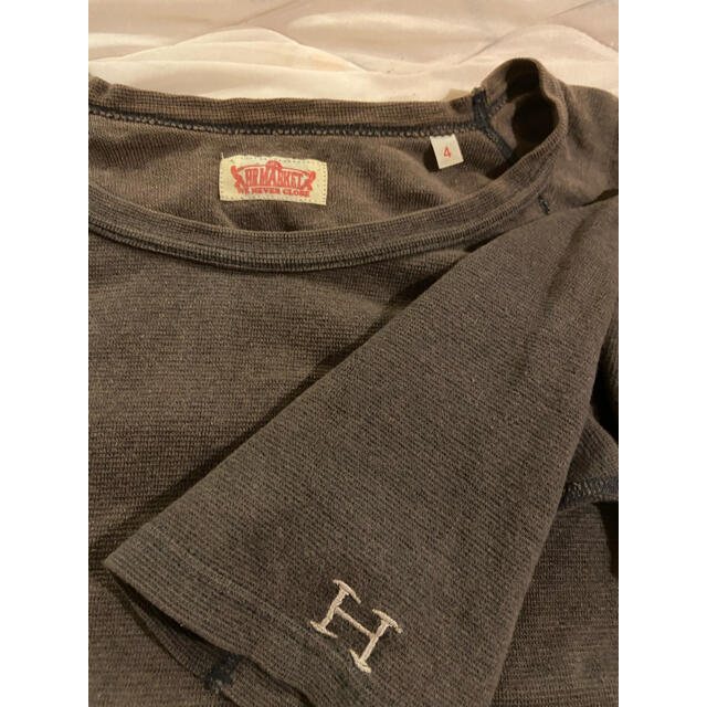 HOLLYWOOD RANCH MARKET(ハリウッドランチマーケット)のハリウッドランチマーケット　HRM フライス　Tシャツ　七分袖　チャコール メンズのトップス(Tシャツ/カットソー(七分/長袖))の商品写真