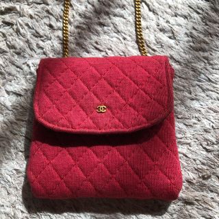 シャネル(CHANEL)のシャネル ネックレス ポシェット ポーチ レッド(ネックレス)