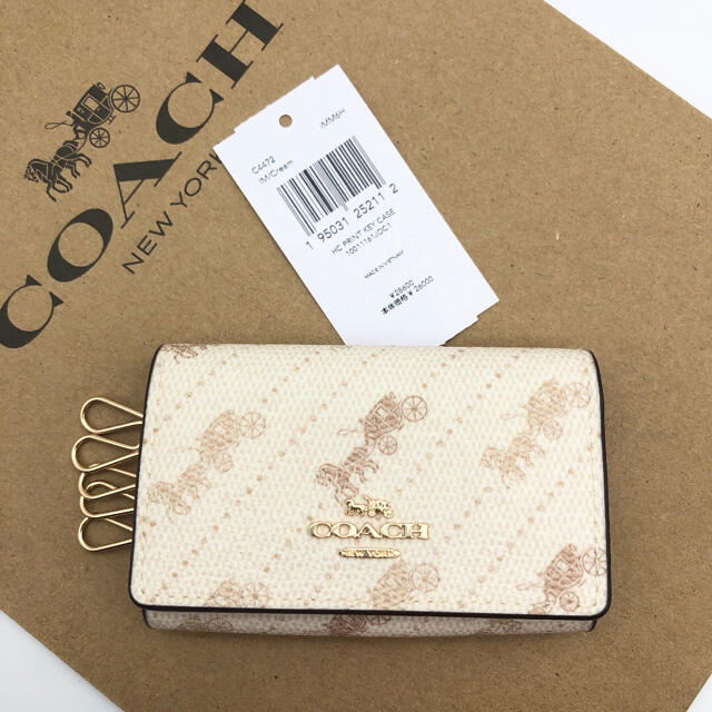 【COACH☆新作】完売品！新品！キーケース！ホース & キャリッジ！ホワイト！