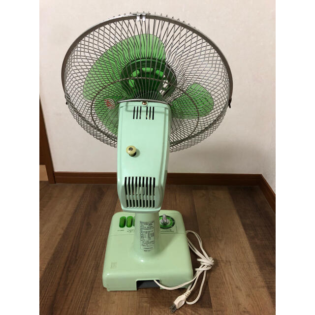 昭和レトロ　アンティーク　扇風機　オシャレ　コンパクト　グリーン　(n1563)
