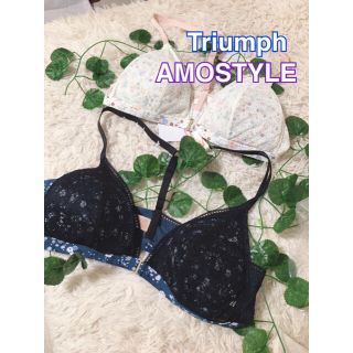 アモスタイル(AMO'S STYLE)の特別セール！２着セット！トリンプ  ノンワイヤー ブラジャー 白紺(ブラ)