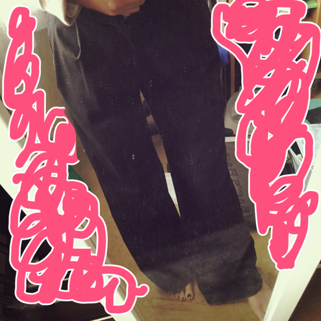 MURUA(ムルーア)の【値下げ】MURUA☆バギーワイドパンツ/ブラック レディースのパンツ(バギーパンツ)の商品写真