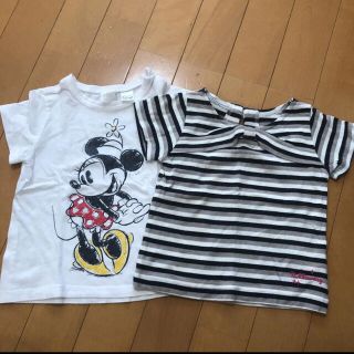 エイチアンドエム(H&M)の子供服 H&M ミニーちゃんボーダーTシャツ 2枚セット 80cm(Ｔシャツ)