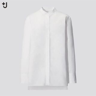 ユニクロ(UNIQLO)のUNIQLO+J スーピマコットンスタンドカラーシャツ（長袖）WHITE(シャツ/ブラウス(長袖/七分))