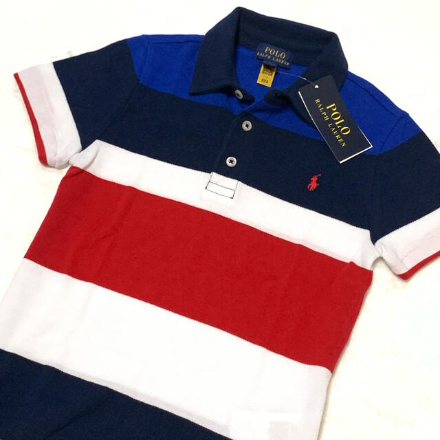 POLO RALPH LAUREN(ポロラルフローレン)の6/120 新品 ラルフローレン ランダムストライプ ポロシャツ キッズ/ベビー/マタニティのキッズ服男の子用(90cm~)(Tシャツ/カットソー)の商品写真