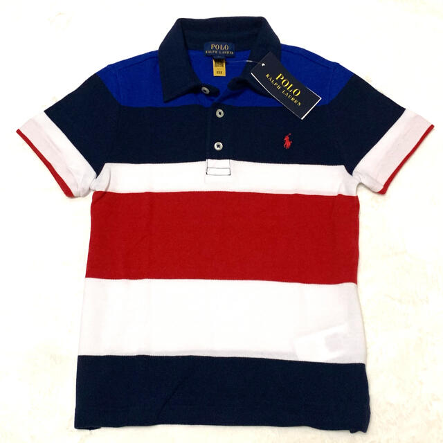 POLO RALPH LAUREN(ポロラルフローレン)の6/120 新品 ラルフローレン ランダムストライプ ポロシャツ キッズ/ベビー/マタニティのキッズ服男の子用(90cm~)(Tシャツ/カットソー)の商品写真