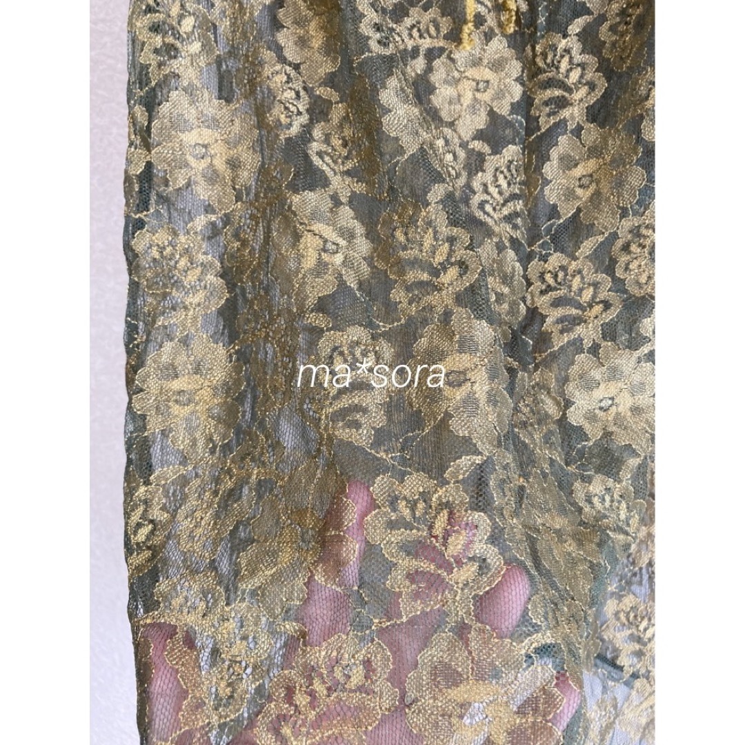 Grimoire(グリモワール)のvintage green gold lace skirt レディースのスカート(ひざ丈スカート)の商品写真