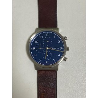 スカーゲン(SKAGEN)のSIGNATUR ブラウンレザーウォッチ 中古品(レザーベルト)