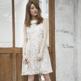 トッコ(tocco)のtocco closet 襟リボン　フラワー柄ワンピース(ひざ丈ワンピース)