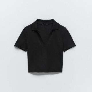 ZARA クロップドリブポロシャツ