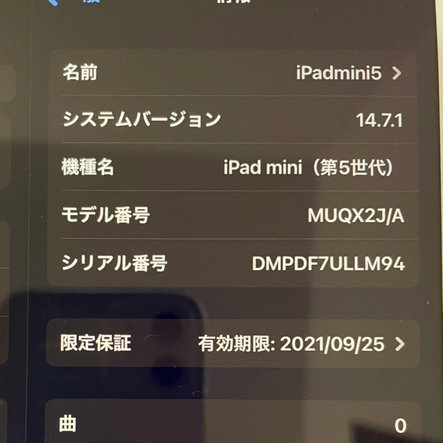 タブレットiPad mini 第5世代 64GB WiFiモデル　シルバー