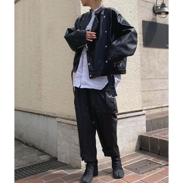 サイズフリーアメリ AMERI RETRO FAKE LEATHER JACKET