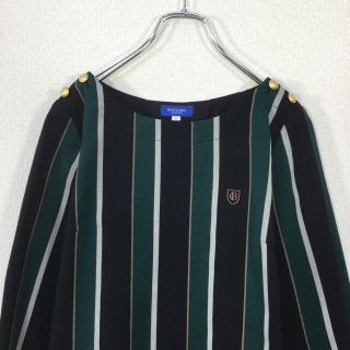 バーバリーブルーレーベル(BURBERRY BLUE LABEL)の●【美品】ブルーレーベルクレストブリッジ　長袖ストライプ　マルチカラー　金ボタン(ニット/セーター)