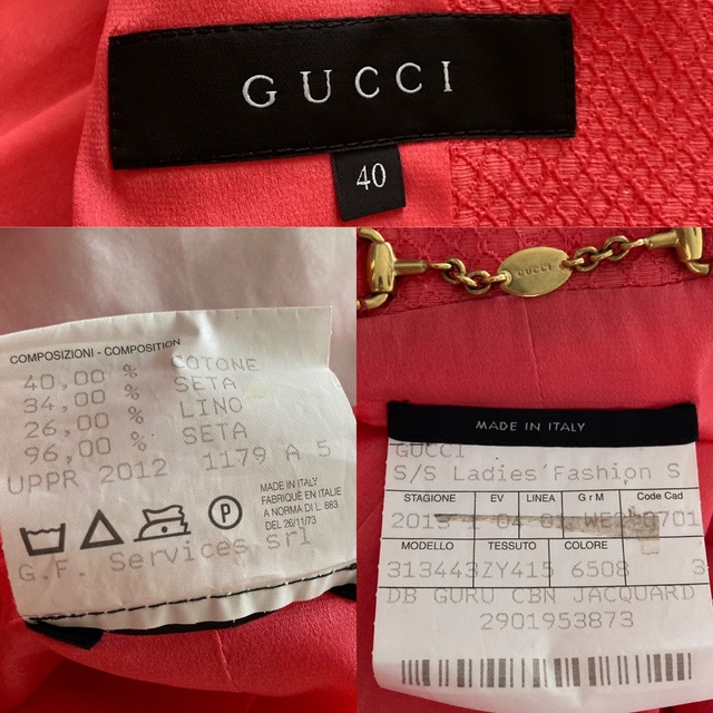 Gucci(グッチ)の13.SS 国内正規美品■GUCCI/グッチ_シルクジャケット/春夏ダブルコート レディースのワンピース(ひざ丈ワンピース)の商品写真