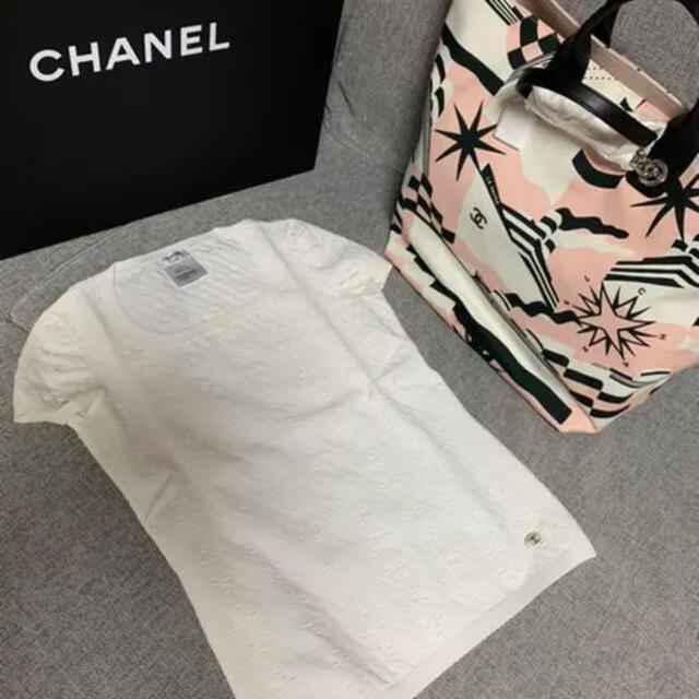 CHANELニット　CHANELマトラッセ柄半袖ニット　入手困難34サイズ