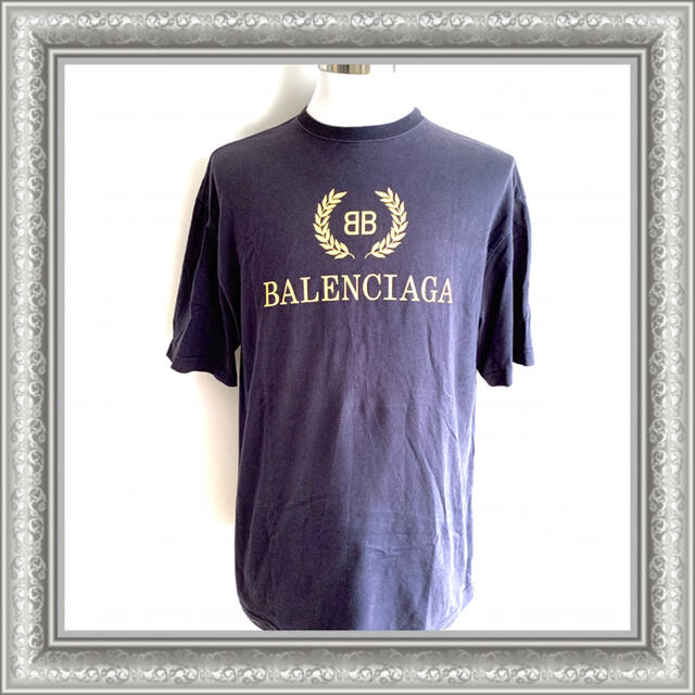品多く Balenciaga - BALENCIAGA バレンシアガ Tシャツ BBロゴ ネイビー S 18SS Tシャツ/カットソー(半袖/袖なし)