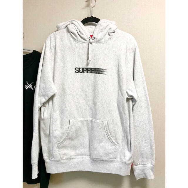 白Lサイズ Motion Logo Hooded Sweatshirt