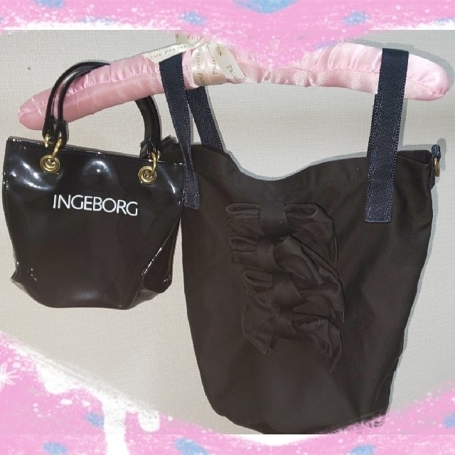 INGEBORG(インゲボルグ)の🎀インゲボルグ🎀リボン布バック+おまけミニバック付 レディースのバッグ(ショルダーバッグ)の商品写真