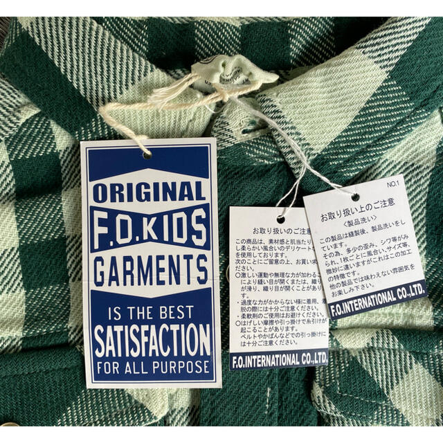 F.O.KIDS(エフオーキッズ)のチェックシャツ ウェスタンシャツ グリーン 緑 子ども服 キッズ服 110 キッズ/ベビー/マタニティのキッズ服男の子用(90cm~)(Tシャツ/カットソー)の商品写真