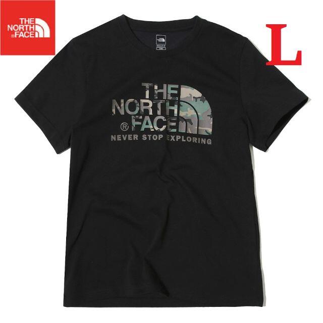 海外限定✨ ノースフェイス Tシャツ 半袖 ビックロゴ 黒/L K146B