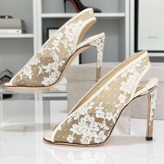 JIMMY CHOO ジミーチュウSHAR フローラルレース　サンダルブーティー