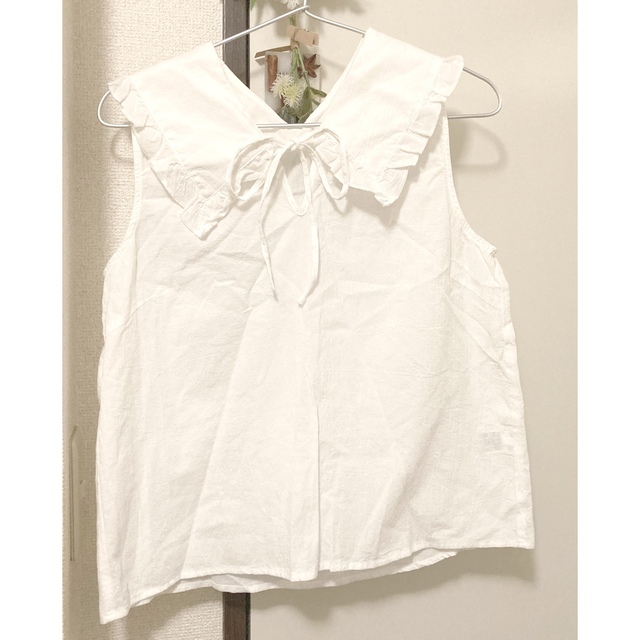 GU(ジーユー)のGU ビックカラーブラウス 付け襟  ホワイト レディースのトップス(シャツ/ブラウス(半袖/袖なし))の商品写真