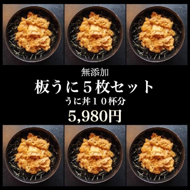 板雲丹998円1枚送料込どんぶり 10杯最安値ミョウバン無送料込5枚4990