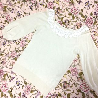 ジルバイジルスチュアート(JILL by JILLSTUART)の【美品♡】ジルバイ☆オフホワイト レース使いアンゴラ混ニット(ニット/セーター)